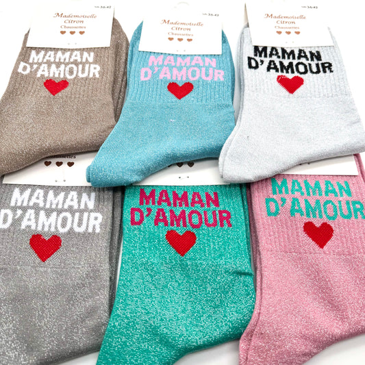 Chaussettes à Paillettes "Maman D'Amour ♥️"