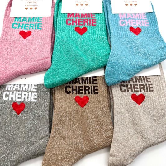 Chaussettes à Paillettes "Mamie Chérie ♥️"