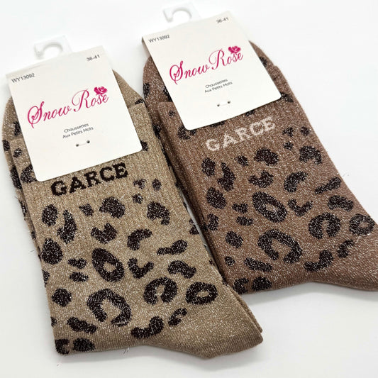 Chaussettes à Paillettes Léopard " Garce "