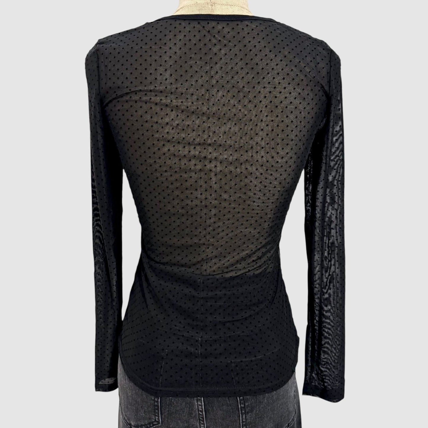 Top manches longues pois noir