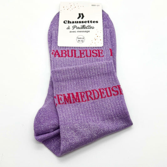 Chaussettes à Paillettes Duo "Fabuleuse & Emmerdeuse"