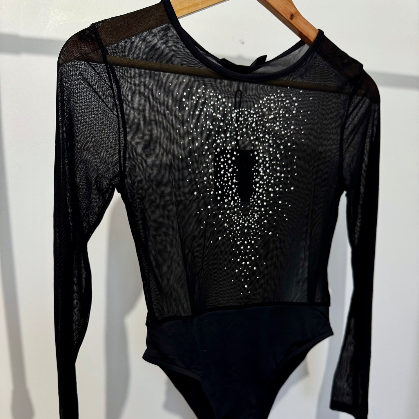 Body manches longues en tulle strass