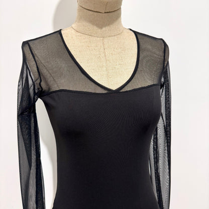 Body manches en tulle col V