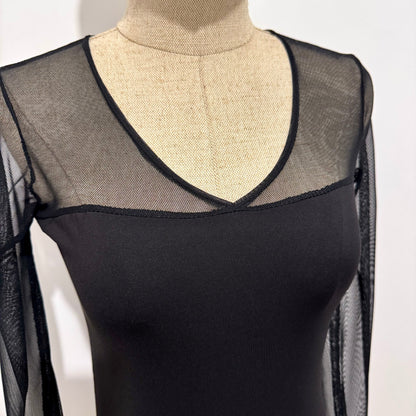 Body manches en tulle col V