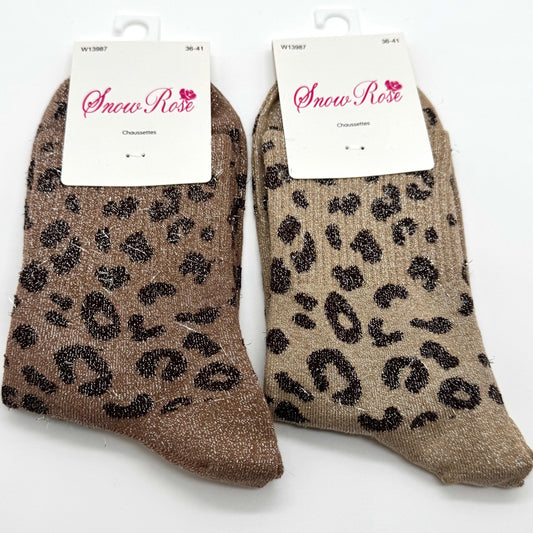 Chaussettes à Paillettes Léopard