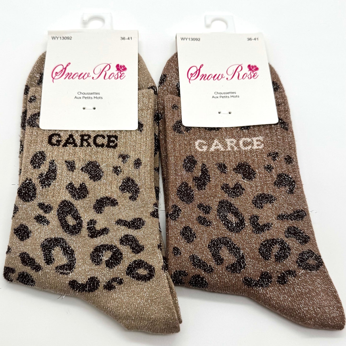 Chaussettes à Paillettes Léopard " Garce "