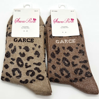 Chaussettes à Paillettes Léopard " Garce "