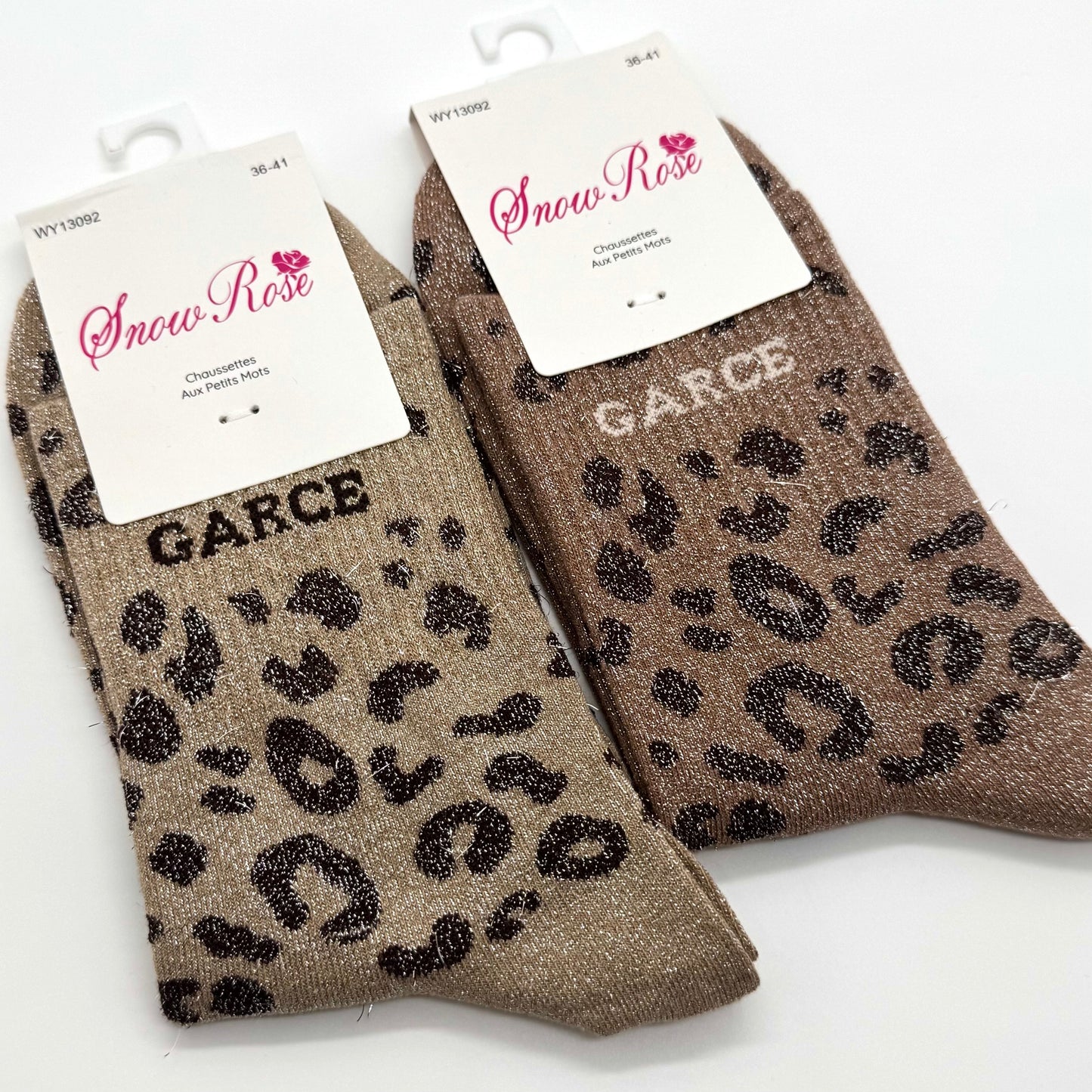 Chaussettes à Paillettes Léopard " Garce "
