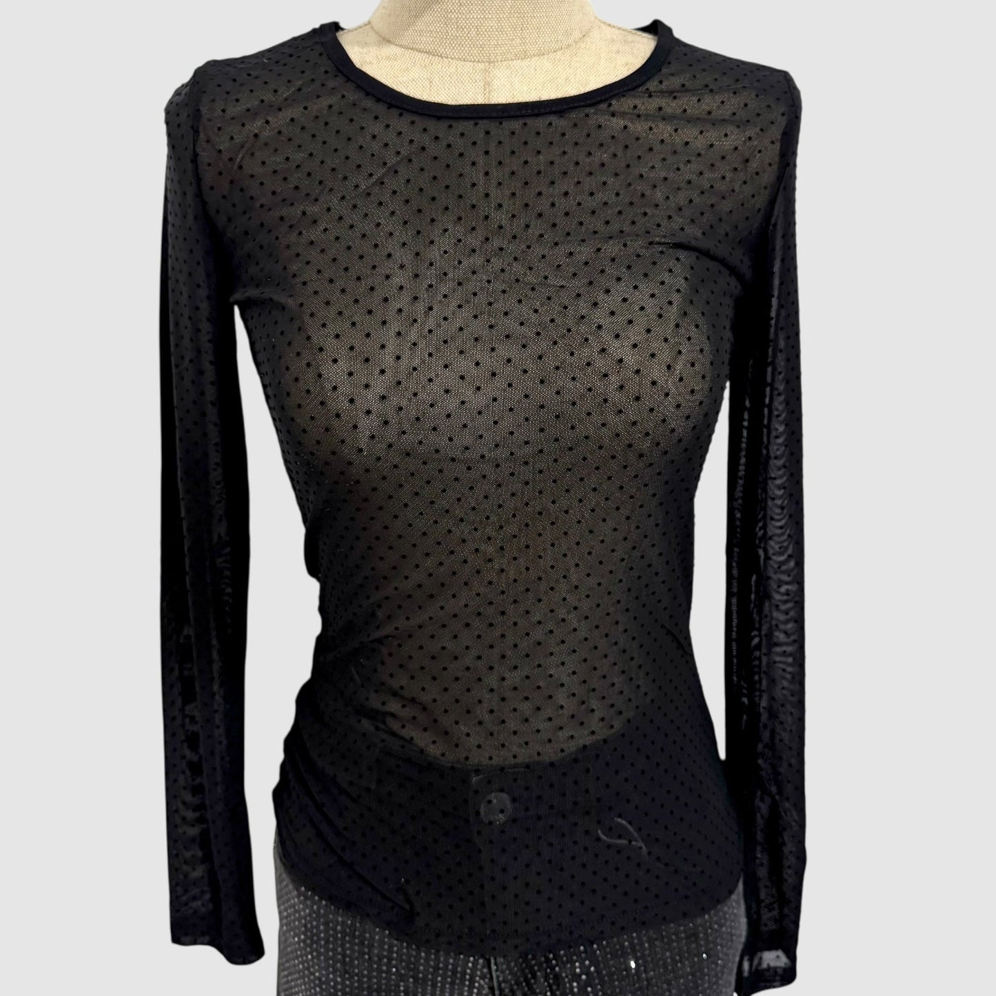 Top manches longues pois noir