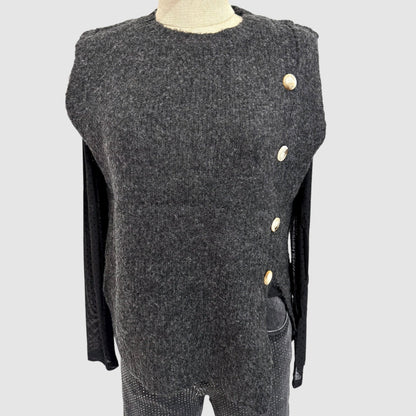 Pull sans manches boutons