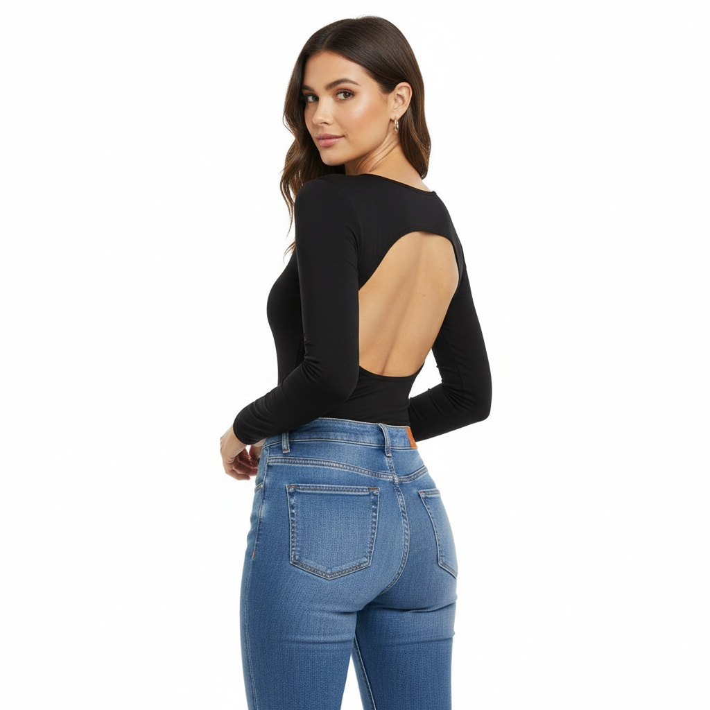 Body manches longues dos ouvert