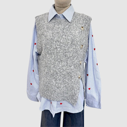 Pull sans manches boutons